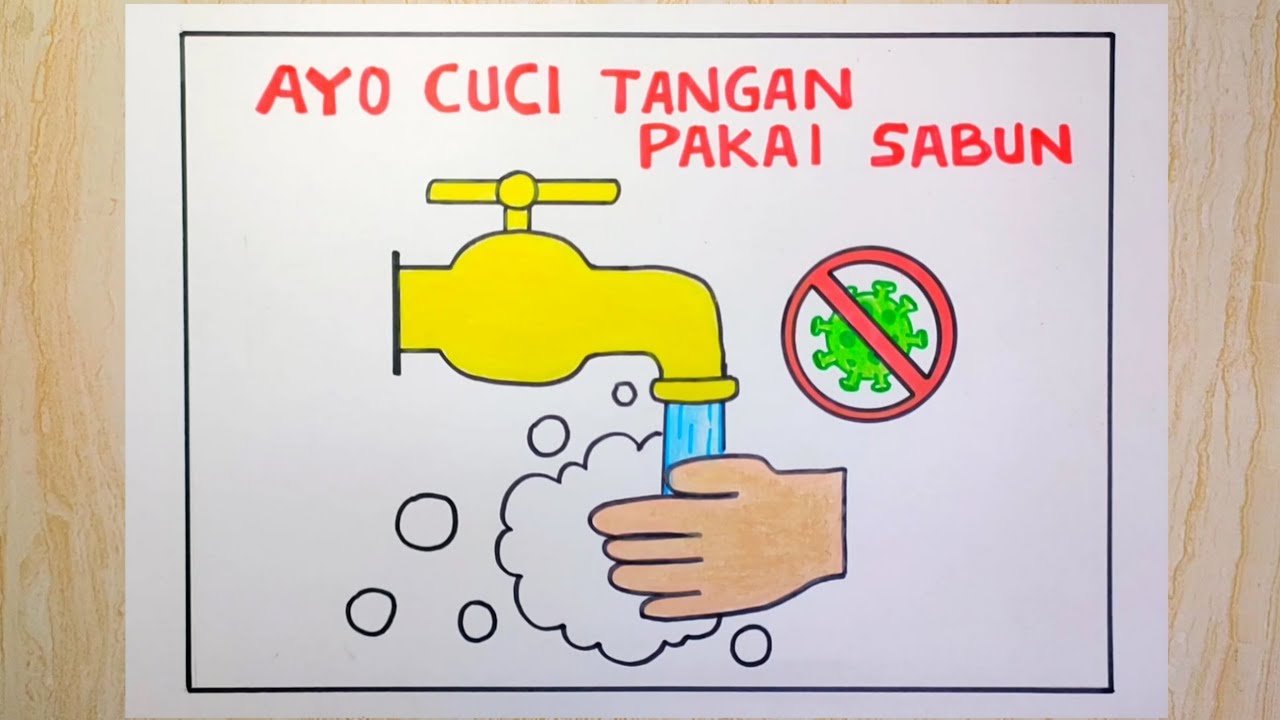 Gambar poster kesehatan sederhana untuk anak sekolah dasar